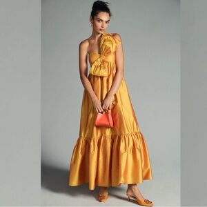 Anthropologie Golden Bow Dress